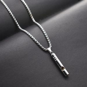 Colares pingentes apito colar hip-hop personalidade na moda masculina simples flauta legal pode soprar criativo metal chain219f