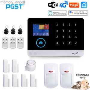 Sistemi di allarme PGST PG103 Wifi 4G Tuya Sistema di allarme con sensore di movimento immune agli animali domestici Telecamera IP Wireless Smart Home Security Supporto Alexa EU Plug YQ230927