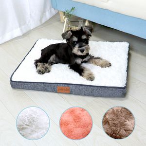kennels pens Memory Foam Pet Bed With Removable Washable Faux Fur Cover Orthopedic Waterproof Dog Bed For Crate Anti-Slip Bottom Dog Bed 230926