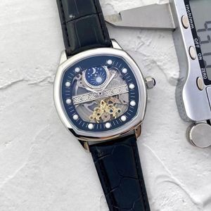 Men Wristwatch Automatic Machinery Watch Fashion Square Blue Dial Steel Stains Strap Strap Watches Sport Clock Montre de Luxe Car012