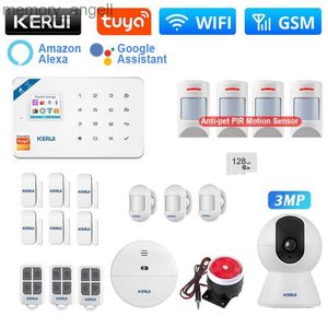 Alarmsysteme Kerui W181 GSM Tuya WIFI Arbeit für Home Security Einbrecher Smart Security Alarm System Bewegungsmelder Tür Fenster Sensor YQ230927