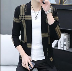 Desinger Fashion Knitted Cardigans Checkered Warm Seaters Men Casual Trendy Printed Letter Coat