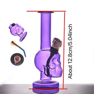 Atacado colorido raste crânio forma garrafa de água dab rig bong cachimbos com downstem metal tabaco tigela presente do dia das bruxas