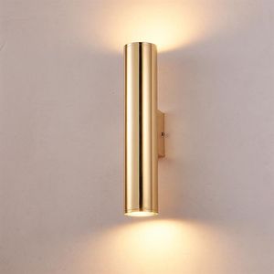 Aluminium rörväggslampor guld sängljus vintage metall vägg sconce industriell gång loft led väggljus fixtur höjd 30 cm 50c213s