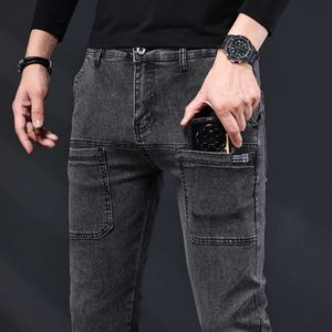 2023 novos homens magros jeans estiramento magro multi bolso moda designer denim calças masculinas roupas de marca calças streetwear