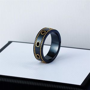 designer rings love Ceramic Band g letter Rings Black White for Women Men jewelry Gold Ring298J