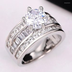 Anéis de casamento feminino brilhante zircônia cúbica para luxo banda larga festa de aniversário feminino presente moda jóias