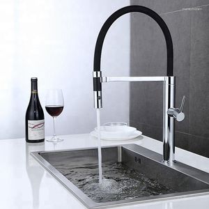 Kitchen Faucets High Quality Chrome Brass Sink Faucet Single Hole Cold Pull Out Flexible Hose 2 Functions Top Tap