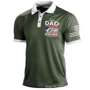 Abbigliamento fai da te T-shirt personalizzate Polo Inchiostro verde stampa di lettere Polo da uomo a maniche corte stampata con bottoni casuali POLO all'ingrosso