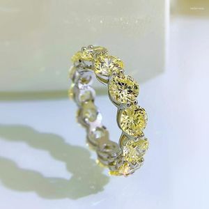 Cluster Rings Spring Qiaoer Luxury 925 Silver 5mm Citrine Pink High Carbon Diamond For Women Gemstone Wedding Party Fine Jewelry Gift