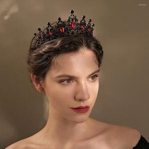 Fermagli per capelli Diademi di cristallo nero gotico Corona nuziale per copricapo da sposa Accessori per la testa della fascia del diadema della sposa barocca