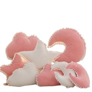 Plush Pillows Cushions Cloud Plush Pillow Pink White Stuffed Soft Star Throw Pillow Moon Cushion Baby Kids Pillow Sofa Home Decor Girls Pillow Cushion 230926