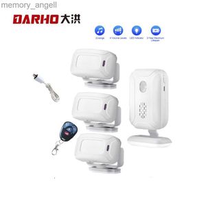 Sistemas de alarme Darho 3senors Shop Store Home Security Bem-vindo Carrilhão Sem Fio Infravermelho IR Sensor de Movimento Alarme Entrada Sensor de Campainha YQ230927