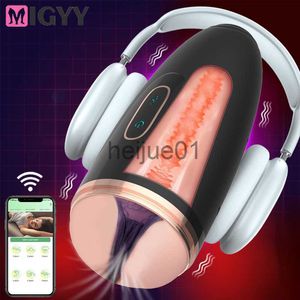 Masturbadores masculino masturbador copo bluetooths app controle sexy brinquedos para homens boquete vácuo bolso buceta sexo máquina adulto sucção vibrador x0926