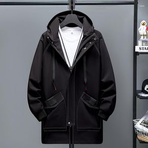 Erkekler trençkotları Kore moda büyük boy 8xl 2023 gündelik siyah rüzgarlık ceketler bahar için uzun ceket 10xl 10xl