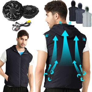 Summer Men Cool Vest Wearable Cooling Fan Vest Luftkonditionerade kläder Evaporativ kylbegränsning Väst för män