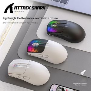 Myszy x5 RGB TRI TRI Gaming Mouse typ C Wired 2 4G BT5 0 bezprzewodowe PAW3212 6 Przycisk 4000 DPI Lekkie ładowce eSports 230927