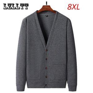 Herrtröjor Spring Autumn Men Casual Sticked Cardigans Jackor Rockar Mens Button V Neck Formal Fashion Tops Plus Size 8xl 230927