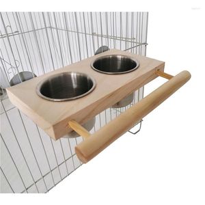 Altre forniture per uccelli Supporto per gabbia in acciaio inossidabile Tazze doppie con clip Distributore di acqua per cibo per pappagalli Animale domestico durevole