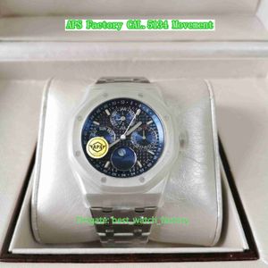 Super Factory Mens Watch 41 mm 26574 Perpetual Calendar Moon Watches Watche Blue Dial 904L Sapphire Cal.5134 Ruch MECHANICAL AUTOMATYCZNY MĘŻCZYZN