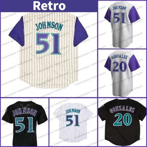 Retro 51 Randy Johnson Baseball Jersey 9 Matt Williams 44 Goldschmidt Lila Vintage Herren Trikots