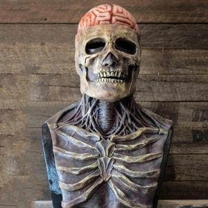 Imprezy maski na Halloween maska ​​demon horror gołego mózgu zombie lateks przerażające kostiumy cosplaya czaszka twarz na nakrycia głowy rekwizyty 230921
