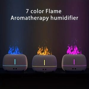 Bärbar USB-plug-in färg cool dim led brandflamma luftfuktare arom eterisk oljerum diffusor liten apparat mini H2O luftfuktare