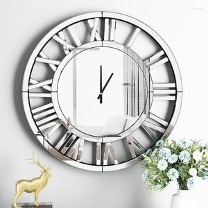 Orologi da parete Orologio di lusso nordico Design moderno Grandi dimensioni Silenzioso Grande specchio Argento Decorazioni per la casa Decorazione del soggiorno