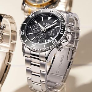 腕時計2023男性のための豪華なクラシックウォッチステンレス鋼のクロノグラフ防水クォーツ腕時計ファッションブランドマーク