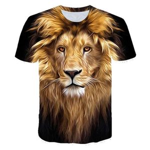 メンズTシャツ2021 3DプリントTシャツライオンファンティーキッズボーイズガールズ服ヒップホップクールな夏のトップ半袖4T-14T321V