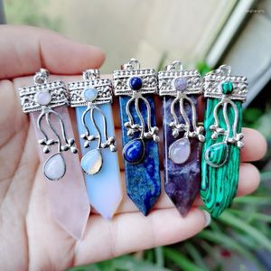 Pendant Necklaces Reiki Healing Balance Natural Gems Stone Pendants Pendulum Retro Agates Amethysts Lapis Opal Crystal Quartz Point Sword