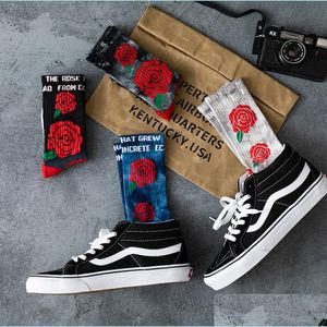 Parti di scarpe Accessori Calzini Tie-Dye Rose Cotton Colorf Vortex Fiore rosso Hiphop Lettera Skateboard Divertente Happy Sockings Uomo Drop D Dhag2