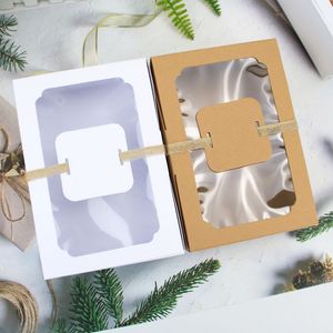 Kraft Paper Packing Box With Transparent Window Candy Cake Boxes Wedding Party Cookie Favor Gifts Box Baby Shower Decor LX6136