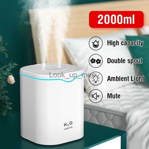 Humidifiers 2000ML USB Air Humidifier Double Spray Port Essential Oil Aromatherapy Diffuser Cool Mist Maker Fogger for Home Office YQ230927