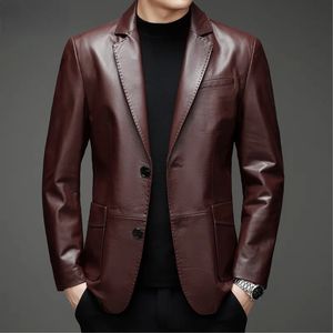 Couro masculino falso primavera jaqueta genuína homens camada superior terno de negócios casual casaco roupas finas para roupas abrigos fcy 230927