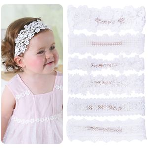 Baby Headband Soft Hair Band White Lace Flower Headbands Girls Decorate Elastic Headwear Headwrap Hair Accessories