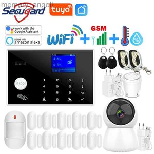 Система тревоги Tuya Wi -Fi GSM Home Alarm System 433MHz Беспроводной детектор Smart House Bruggrar Bruge Alarm Hose Поддержит Alexa YQ230927