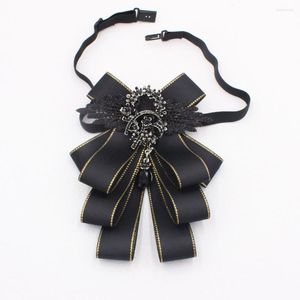 Arco laços luxo preto diamante universal masculino e feminino bowtie negócios banquete casamento noivo ouro borda fita colar high end presente