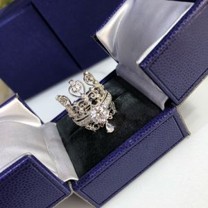 Kronenring, luxuriöser Ehering für Damen, Designer-Diamantringe, modisch, Silber, zwei in einem Stil, Verlobungsring, hochwertiges Weihnachtsgeschenk für Damen