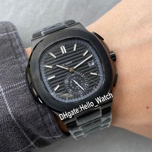 Новые 40 5 мм 5980 5980 1A-014 Азиатские автоматические мужские часы с черным циферблатом PVD Полностью черный стальной браслет Спортивные часы PPHW Hello watch 5 Co320k