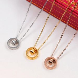 Luxury designer necklace designer jewelry 45cm love necklace Dual Circle Pendant Rose Gold necklace wedding Jewelry with box Christmas