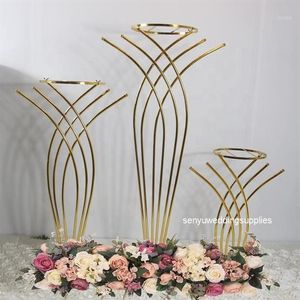 Suporte de mesa de metal alto para casamento inteiro de fábrica, suporte para vaso de flores, coluna de ouro, decoração 1277z, com 10 peças