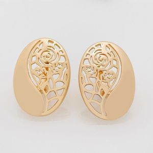 Baumelnde Ohrringe Aomigc Roman Oval Glänzend Hohl Frauen Party Feiner Modeschmuck 585 Roségold Blume Einzigartiger täglicher Tropfen