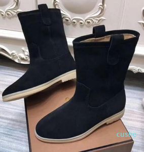 2023 Boots Loro Designer Open Walk Flats Snow Short Boot بالإضافة إلى حجم 45 46