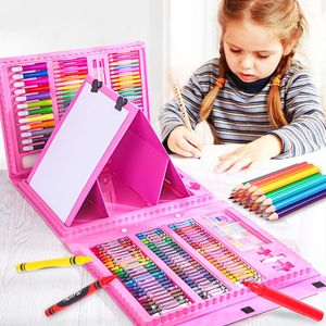 Lernspielzeug Lernspielzeug 42-208PCS Kinder Kunstset Malerei Aquarell Bleistift Buntstift Wasserstift Gekritzel Zeichenbrett Kit Kinder Geschenk 230926