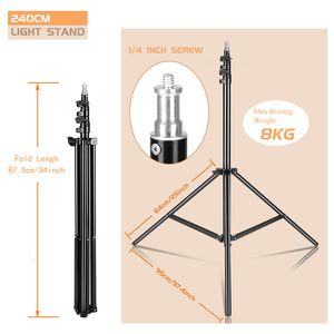 Tripods Heavy Duty Metal 2m 2 4m 2 8m Tripod Light Stand Max Load to 5KG for P o Studio Softbox Video Flash ReflectorLighting 230927