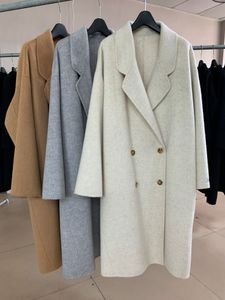 Женское двубортное плюшевое свободное пальто из смесовой шерсти, 2023, утолщенное теплое кашемировое шерстяное пальто с верблюжьими сторонами, женское осенне-зимнее пальто 230926