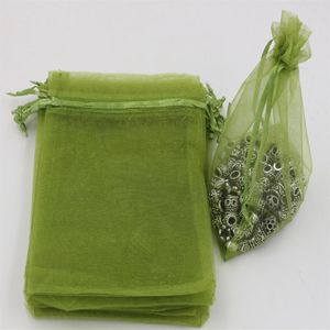 100pcs ordu yeşil organze mücevherleri düğün iyilikleri için hediye torbaları boncuk takılar 7x9cm 9x11cm 13 x 18 cm vb. 365196s