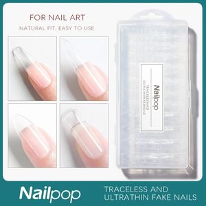 Yanlış Nails Nailpop 600pcs Tırnak uçları tırnak tırnakları sahte tırnak ucu berrak/beyaz/doğal/mat yanlış tırnaklar akrilik tam kapak tırnakları seti 230927