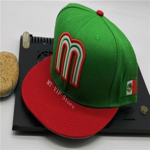 Gotowy zapas Meksyk dopasowane czapki litera m Hip Hop Rozmiar kapeluszy czapki baseballowe dorosłe płaskie szczyt dla mężczyzn kobiety pełne zamknięte 303e